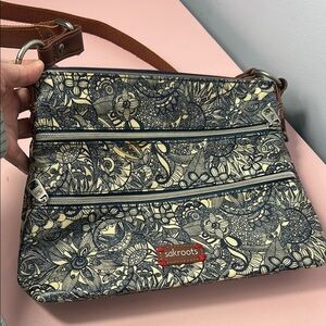 Sakroots Blue Cream Artistic Crossbody Bag